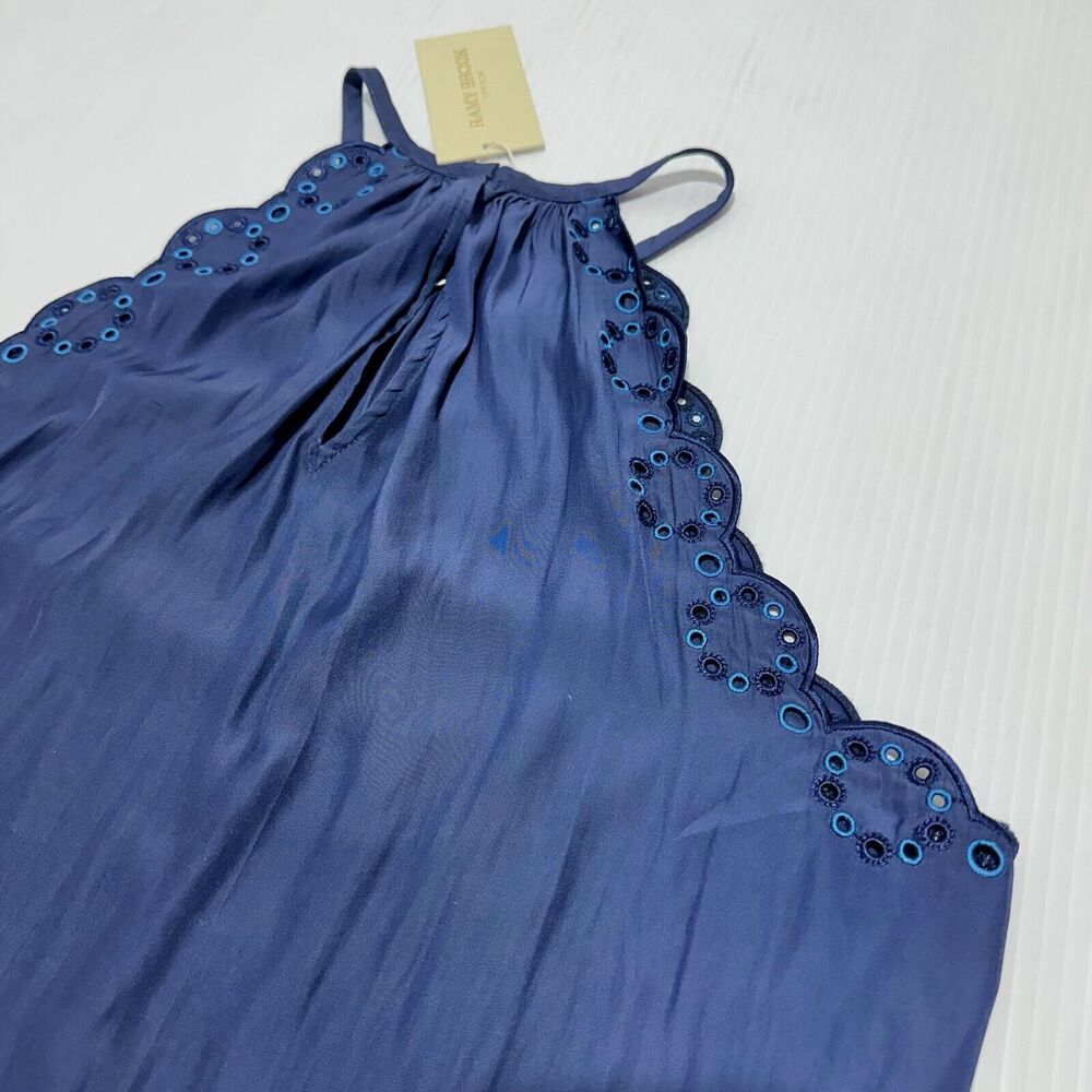 NWT Ramy Brook Calla Blouse Top Women Size S Navy Blue Scallop Eyelet Trim $295 - Picture 10 of 12